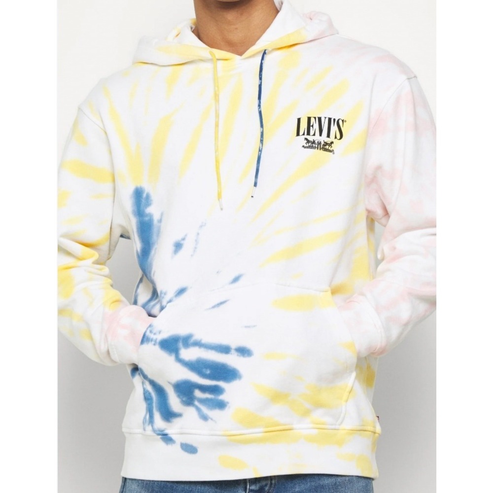 LEVI'S Heavyweight Streetwear Festival 90s Hoodie Mens L Bright Tie Dye Pullover
